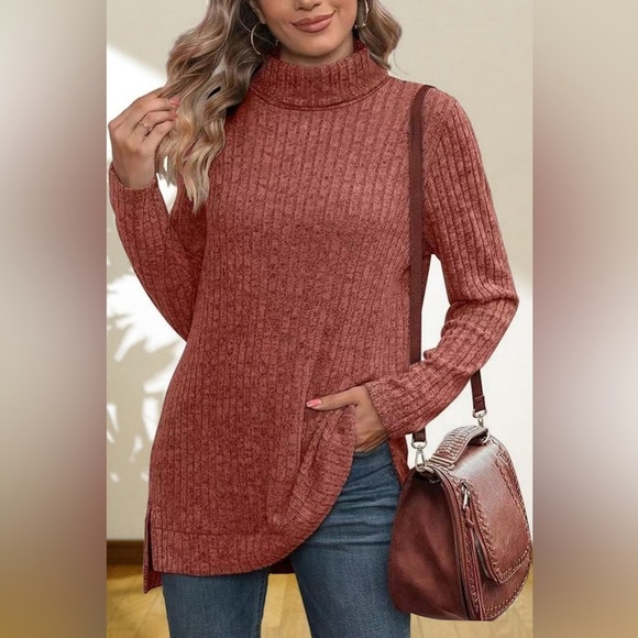 Gentle Slope High Low Thick Turtleneck Sweater - Picture 1 of 5